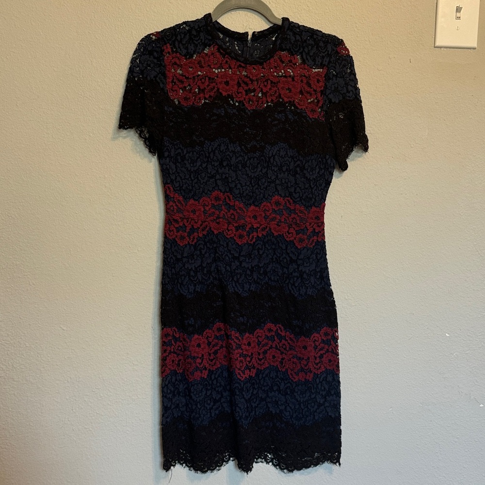 Elegant Black and Red Lace Dress